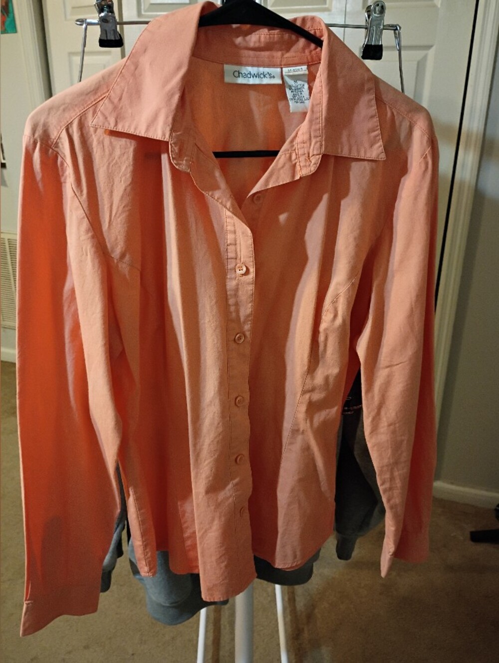 Chadwicks Women's Coral-Orange Button Down Shirt
